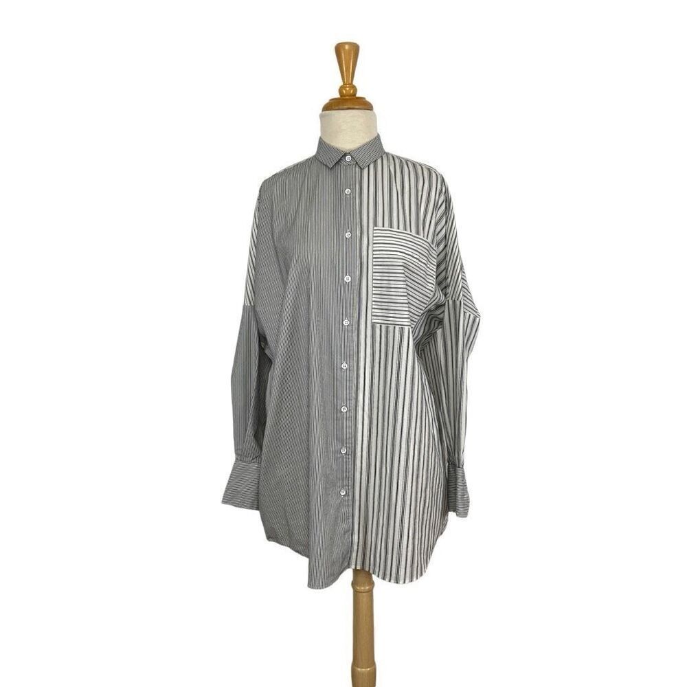 Urban Outfitters S Gray Pinstripe Big Shirt Button Down Retro  Work Fits M L XL
